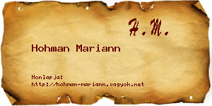 Hohman Mariann névjegykártya